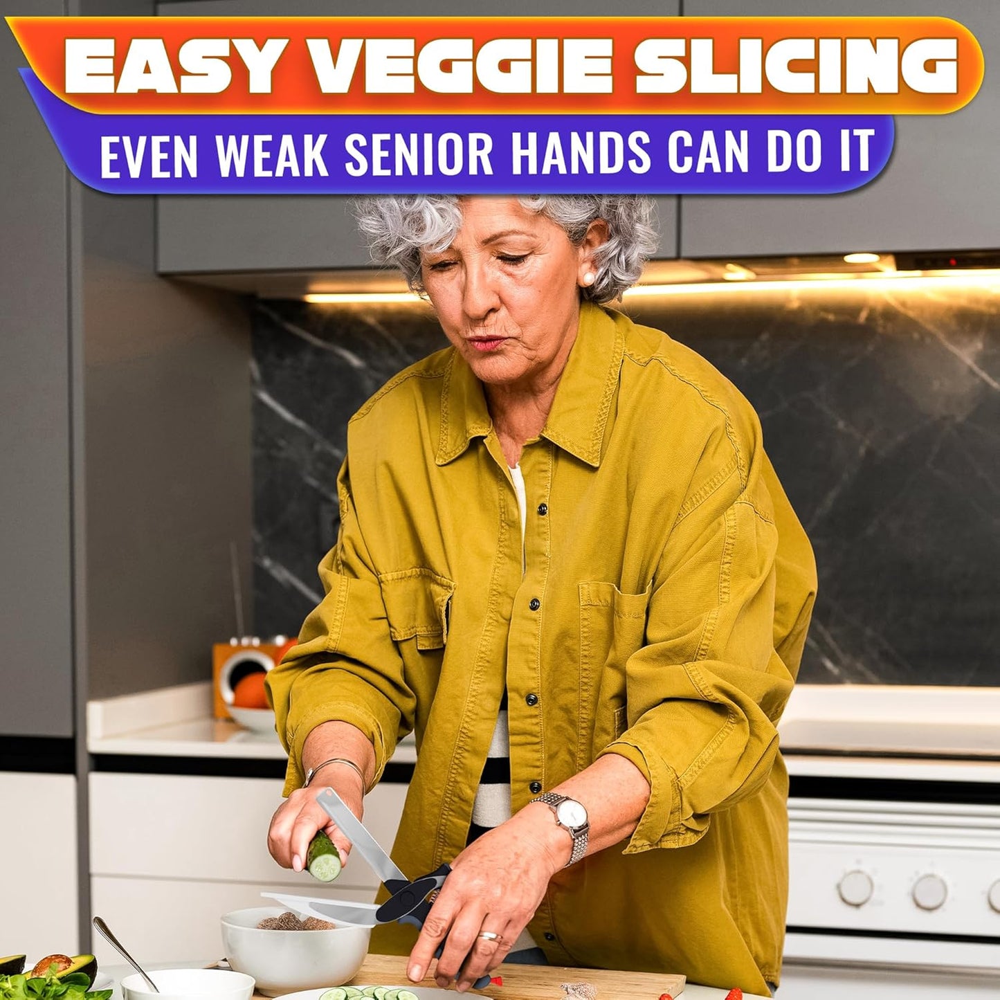 Daba™ 2-in-1 Kitchen Food Cutter for Fast, Easy, Low-Mess Prep