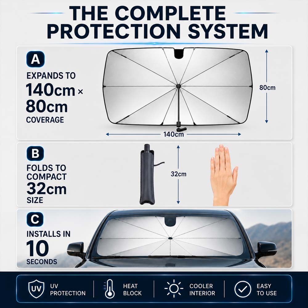 🔥Last Day 50% OFF - Daba™ 2026 Upgraded Car Windshield Sun Shade Umbrella