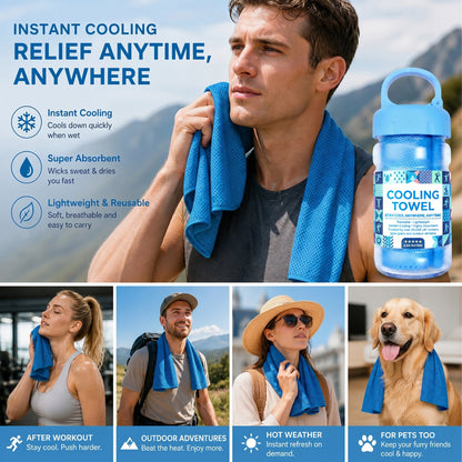 ☀️Cooling Towel -👍Daba™ Cold Sweat Towel You Can Use Anywhere, Anytime! Reusable Soft Absorbent Cooling Portable 🔥