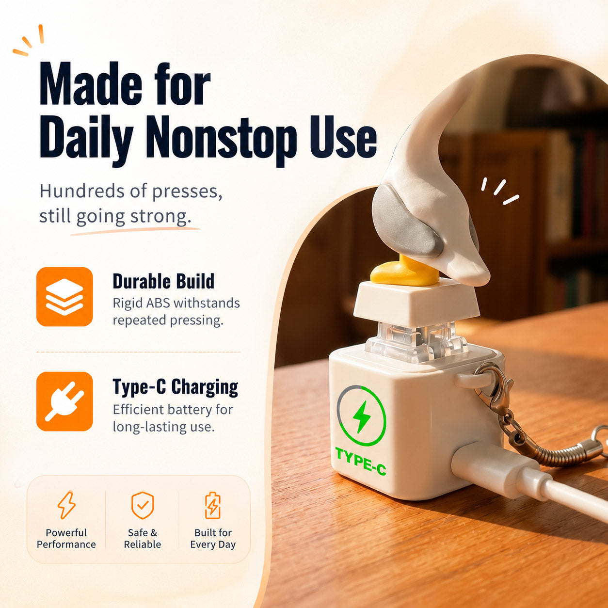Daba™ Voice-Activated Light-Up Rechargeable Bird Button Keychain🐦