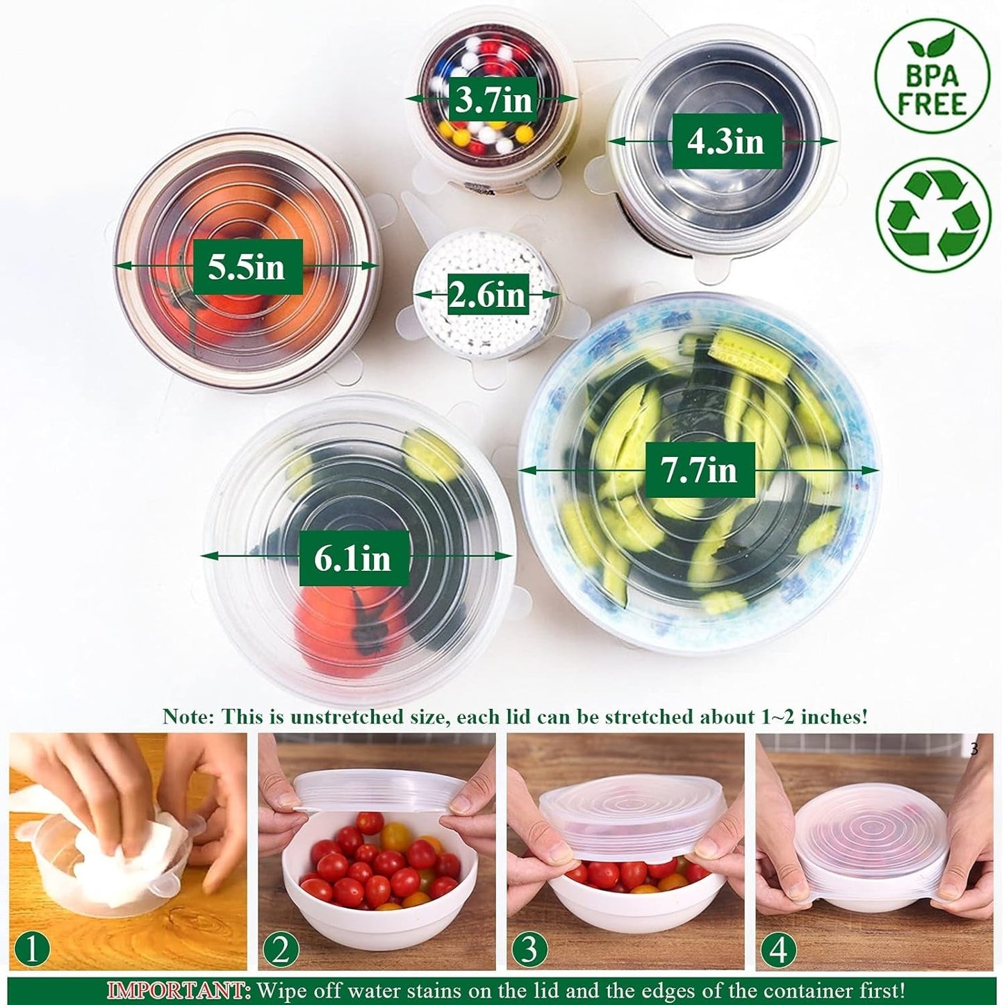DABA™ Reusable Silicone Lids — 6 PCS Stretch Bowl & Pot Covers Pro
