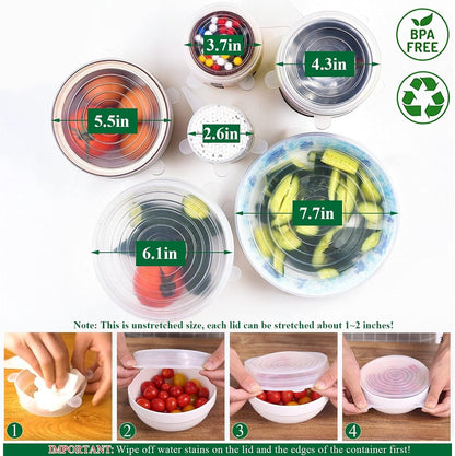 DABA™ Reusable Silicone Lids — 6 PCS Stretch Bowl & Pot Covers Pro