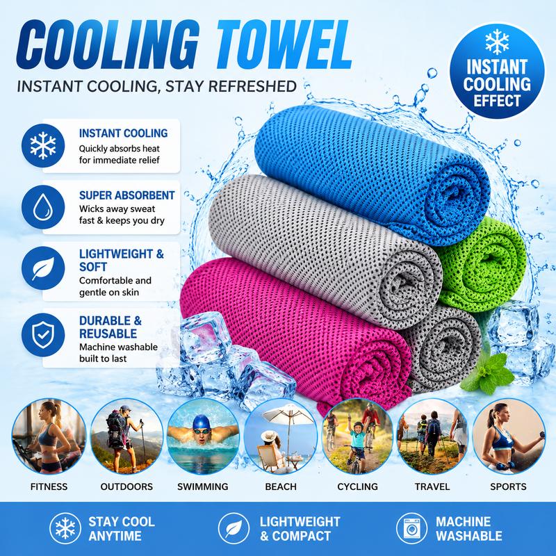 ☀️Cooling Towel -👍Daba™ Cold Sweat Towel You Can Use Anywhere, Anytime! Reusable Soft Absorbent Cooling Portable 🔥