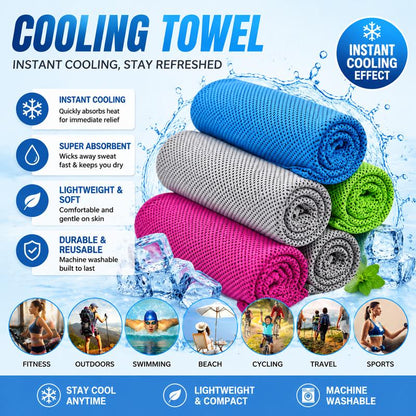 ☀️Cooling Towel -👍Daba™ Cold Sweat Towel You Can Use Anywhere, Anytime! Reusable Soft Absorbent Cooling Portable 🔥