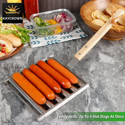 Daba™ Hot Dog Roller Rack – Grill 5 Hot Dogs Evenly with Easy Push & Pull Design