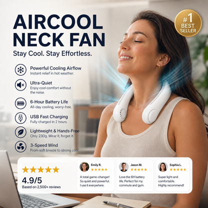 Daba™ 🥳 HOT SALE 🥳 50K+ SOLD! 🍃 Neck Air Conditioner Fan – Quiet, Hands-Free Cooling💧 (Offer)