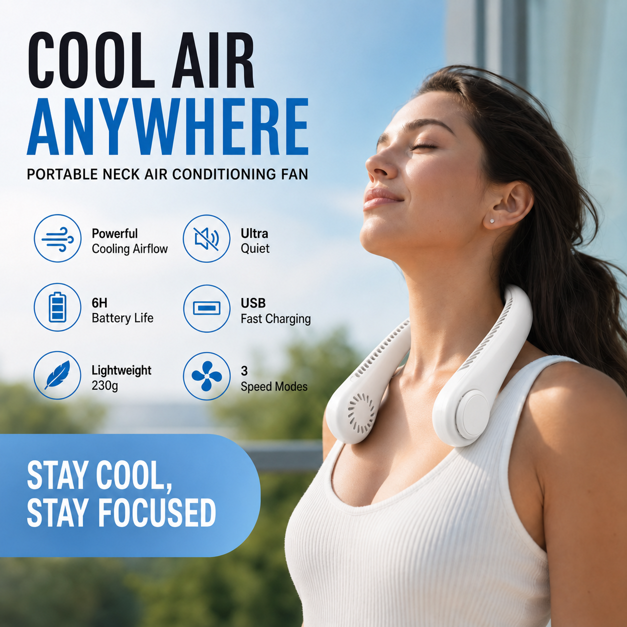 Daba™ 🥳 HOT SALE 🥳 50K+ SOLD! 🍃 Neck Air Conditioner Fan – Quiet, Hands-Free Cooling💧 (Offer)