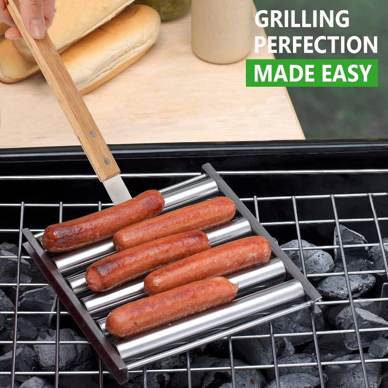 Daba™ Hot Dog Roller Rack – Grill 5 Hot Dogs Evenly with Easy Push & Pull Design