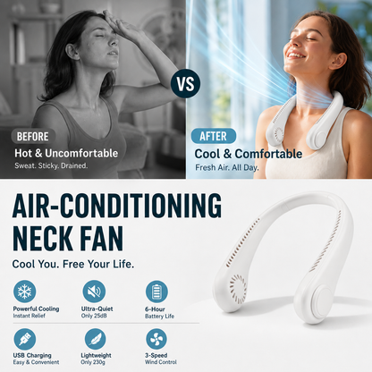 Daba™ 🥳 HOT SALE 🥳 50K+ SOLD! 🍃 Neck Air Conditioner Fan – Quiet, Hands-Free Cooling💧 (Offer)