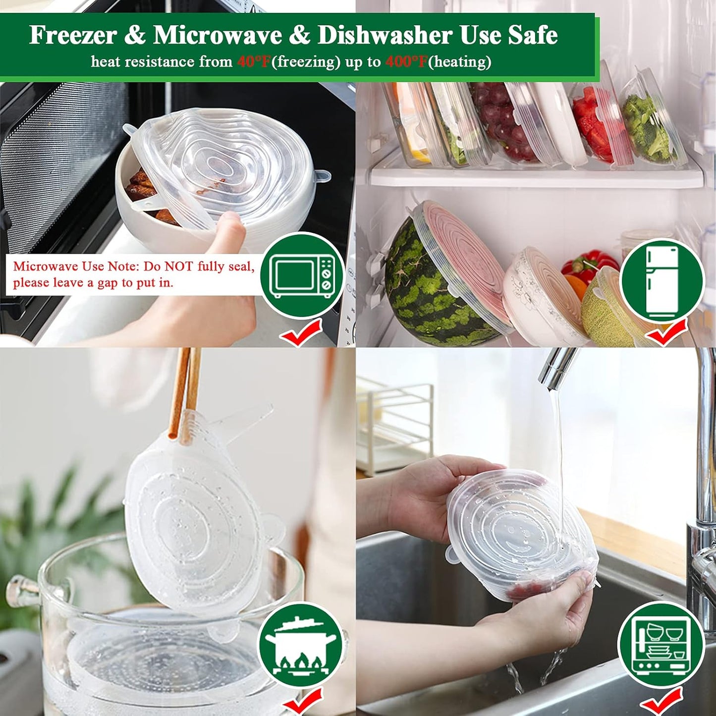 DABA™ Reusable Silicone Lids — 6 PCS Stretch Bowl & Pot Covers Pro