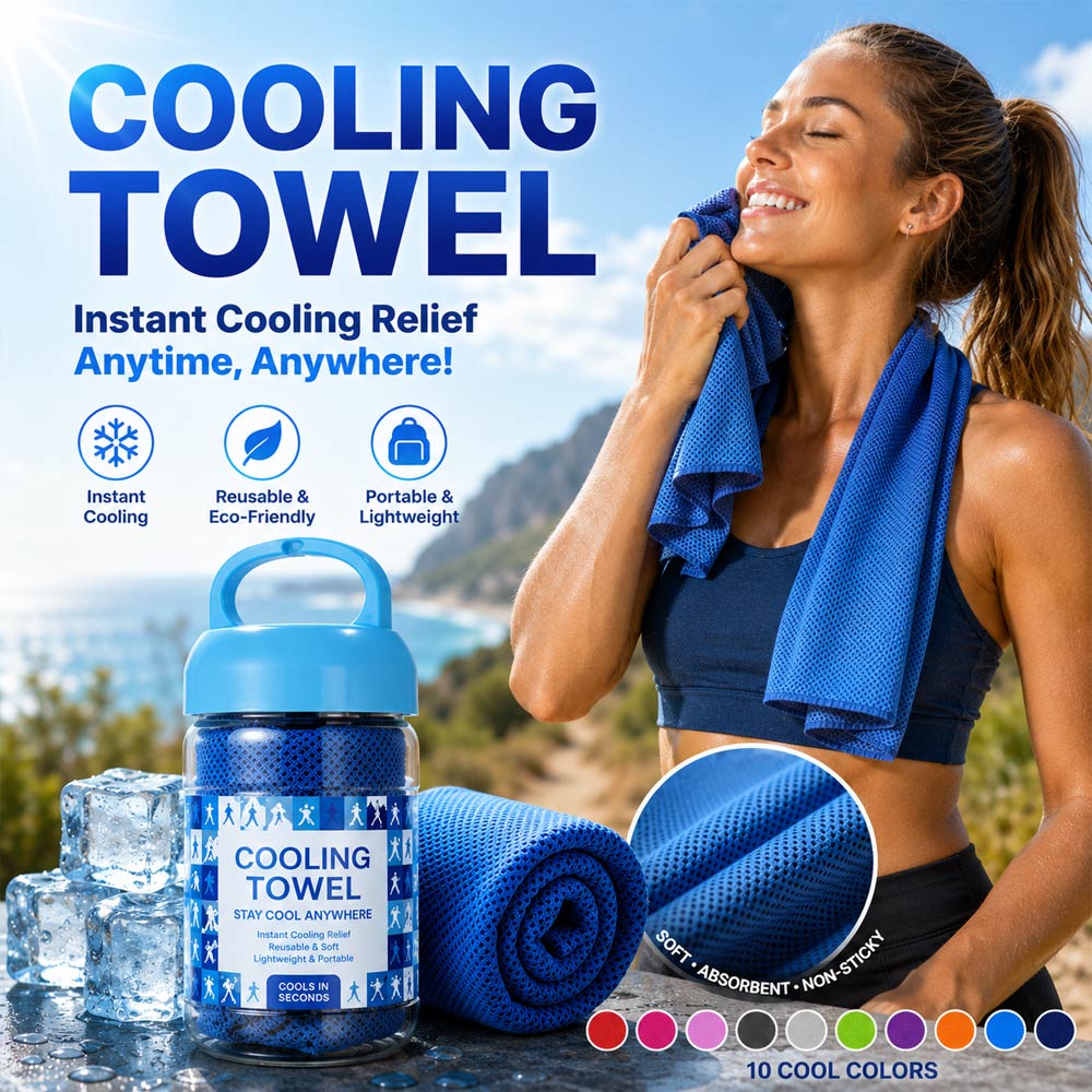 ☀️Cooling Towel -👍Daba™ Cold Sweat Towel You Can Use Anywhere, Anytime! Reusable Soft Absorbent Cooling Portable 🔥