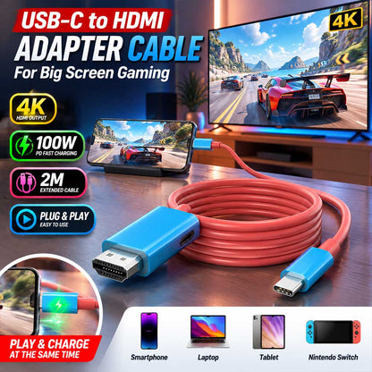 🎮USB-C to HDMI Adapter Cable — Connect Switch to TV & Big Screen Gaming⚡️