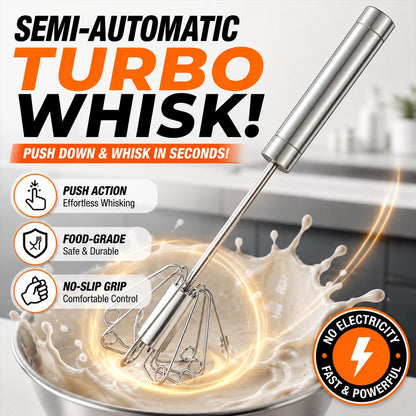 🥚 BUY 2 GET 1 FREE! 🔥Daba™ Semi-Automatic Stainless Steel Push-Down Whisk – Fast, Durable & Effortless Mixing