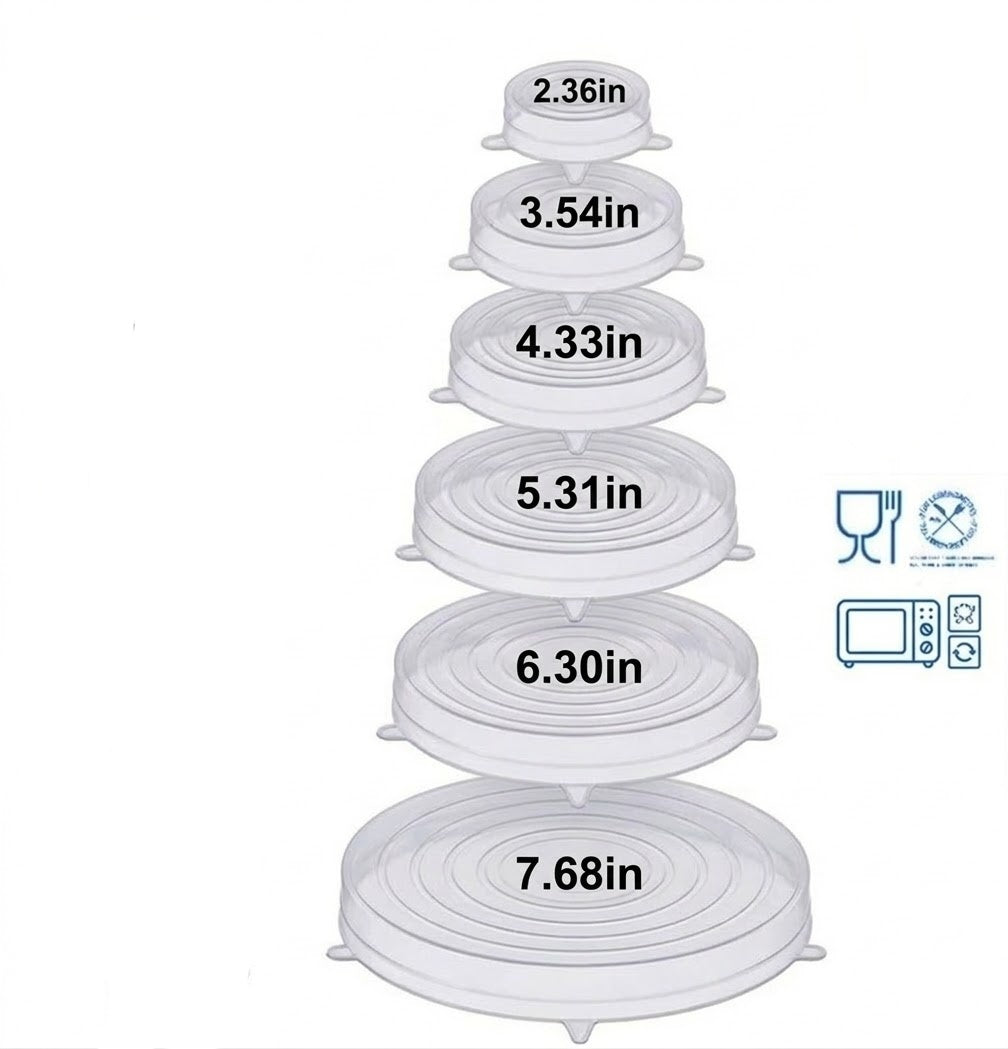 DABA™ Reusable Silicone Lids — 6 PCS Stretch Bowl & Pot Covers Pro