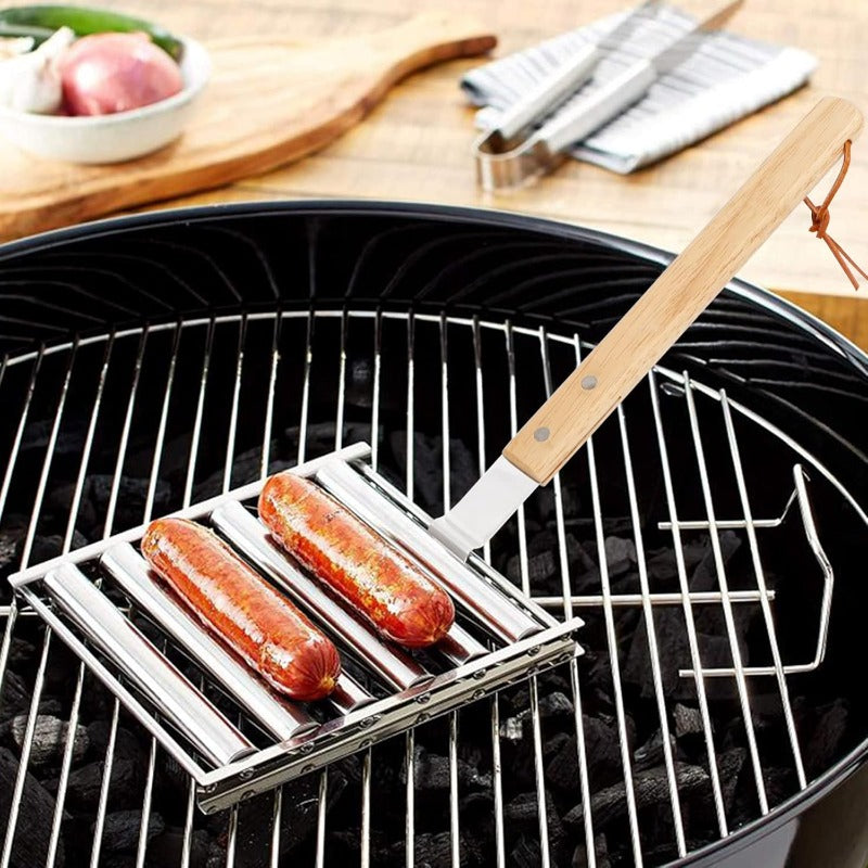 Daba™ Hot Dog Roller Rack – Grill 5 Hot Dogs Evenly with Easy Push & Pull Design