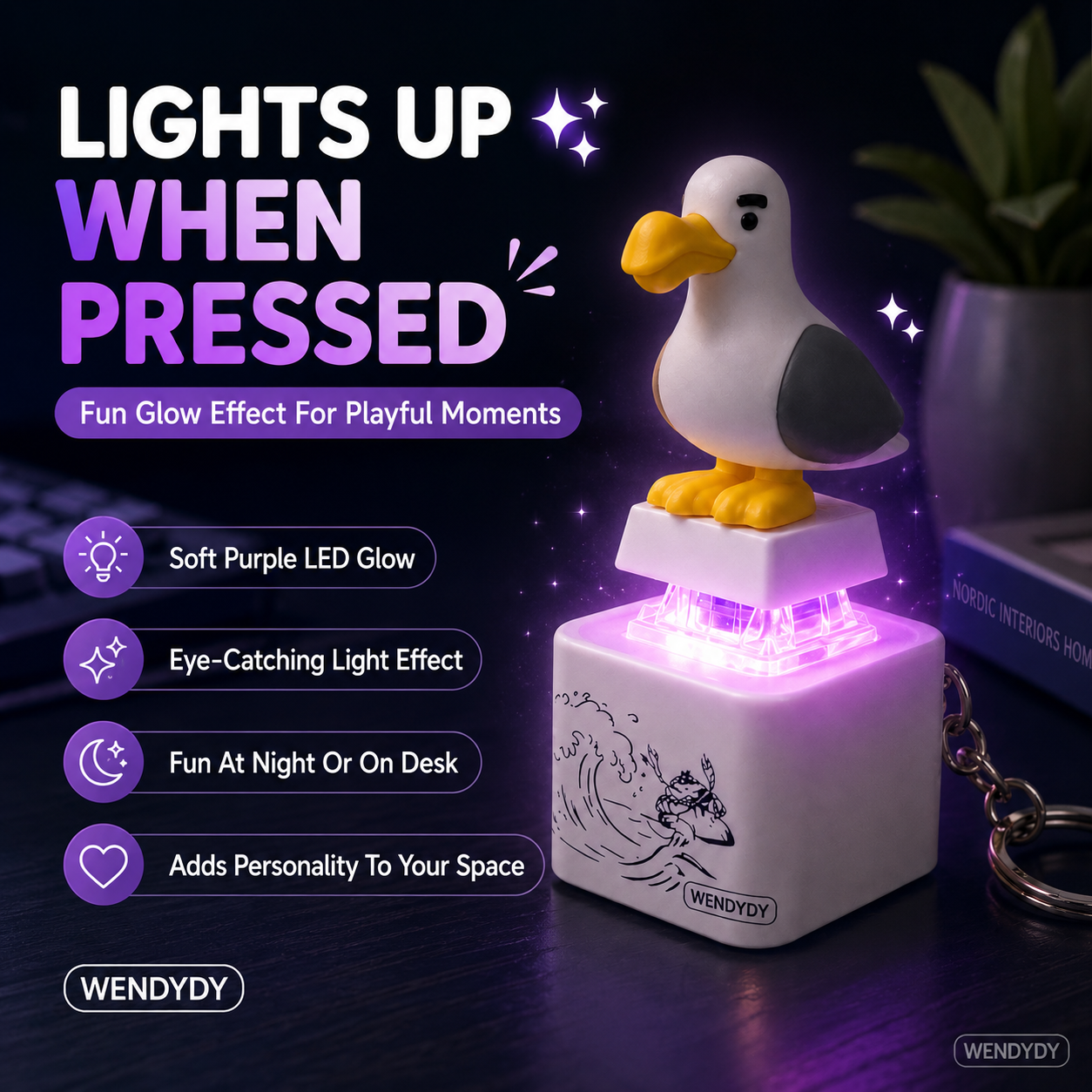 Daba™ Voice-Activated Light-Up Rechargeable Bird Button Keychain🐦