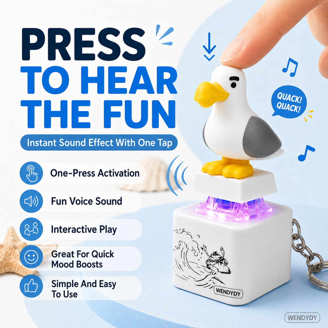 Daba™ Voice-Activated Light-Up Rechargeable Bird Button Keychain🐦