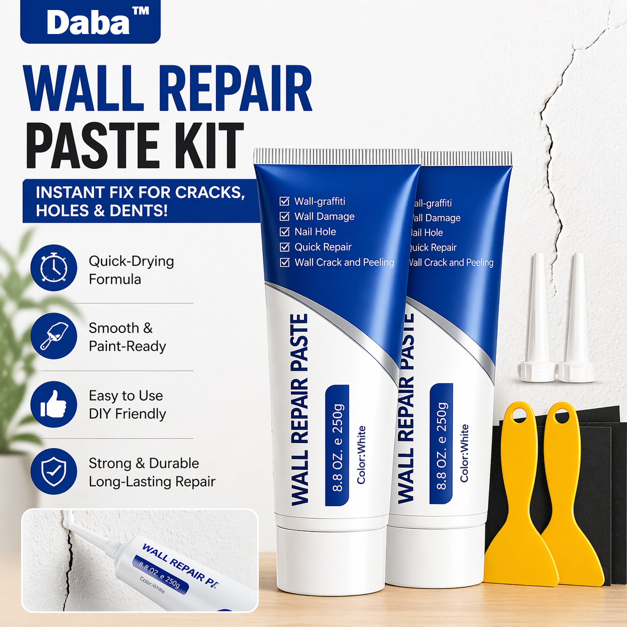 Daba™ Instant Wall Repair Paste Kit— Fast, Easy & DIY-Friendly