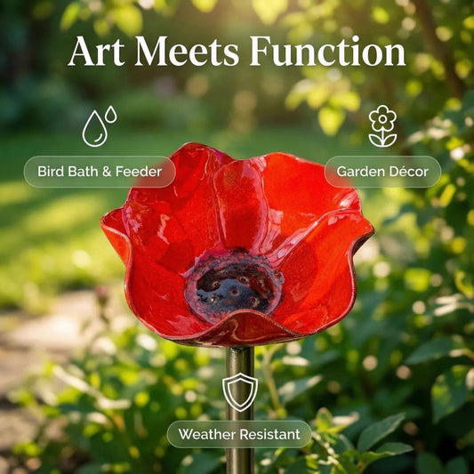 Daba™ Metal Flower Garden Stake Bird Bath (OFFER)