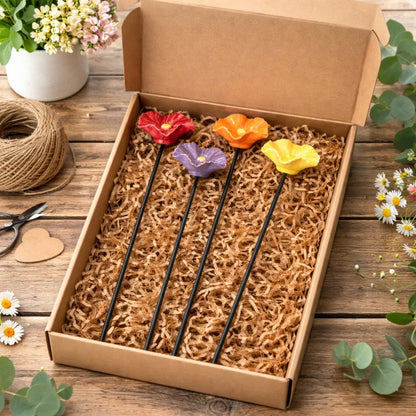 Handmade Bee Flowers – Weather-Resistant Ceramic Bee Waterers