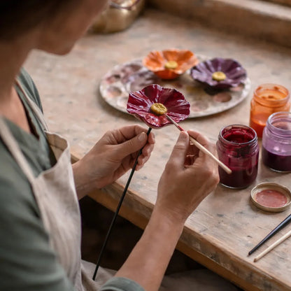 Handmade Bee Flowers – Weather-Resistant Ceramic Bee Waterers