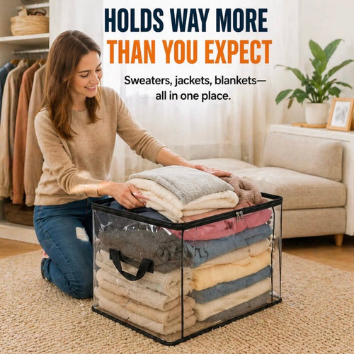 ⏳LAST DAY BUY 2 GET 1 FREE!!💕Daba™ Transparent Storage Bag – Large, Dust & Moisture-Proof with Handle✨