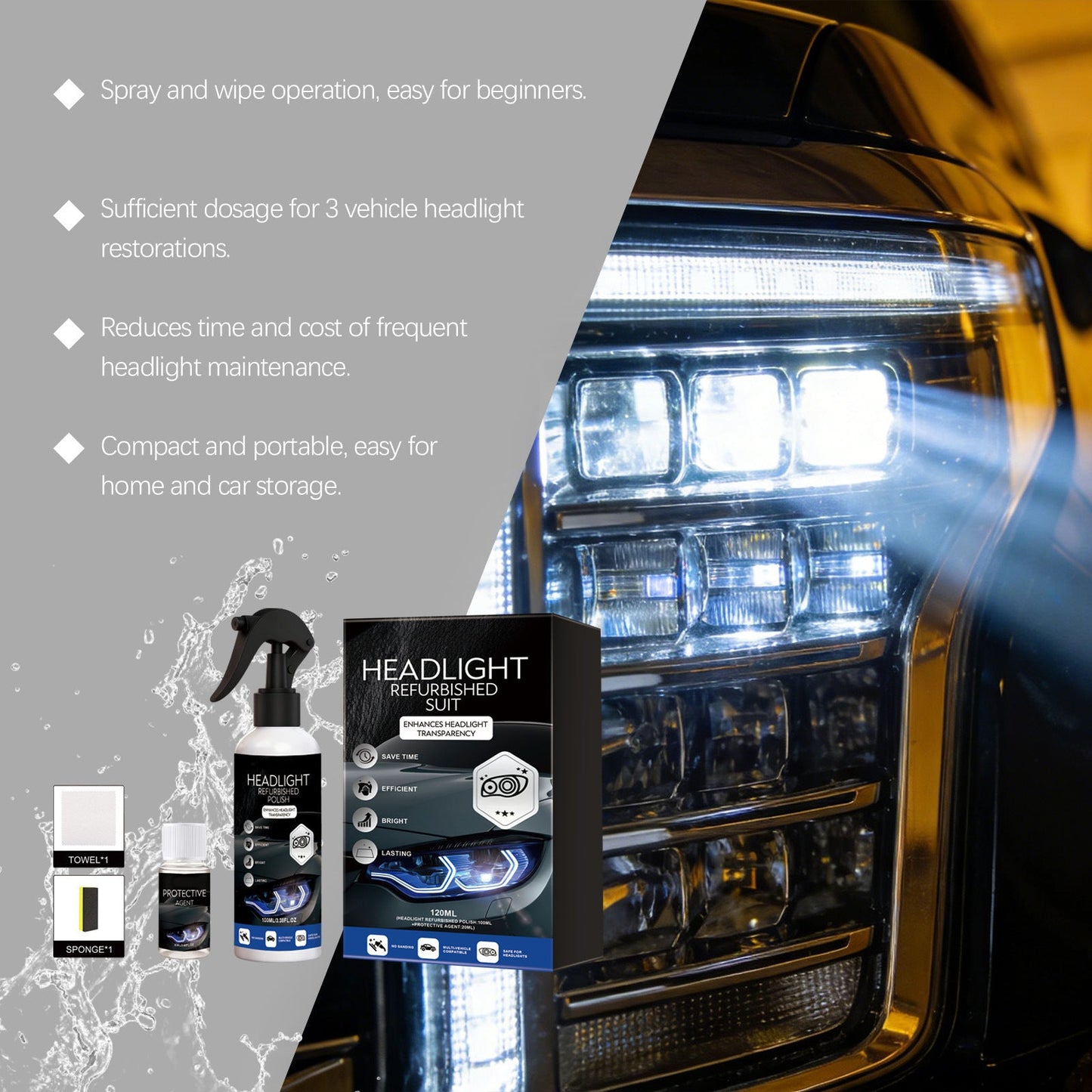 🚘 Daba™ Headlight Restorer — Make Foggy Lights Crystal Clear in 2 Minutes