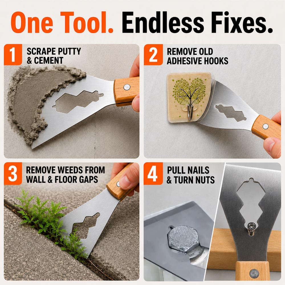🛠️ Multifunction Putty Knife with Wooden Handle | Scraping, Spreading & DIY Tool for Home Repair ✨