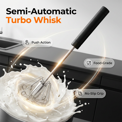 🥚 BUY 2 GET 1 FREE! 🔥Daba™ Semi-Automatic Stainless Steel Push-Down Whisk – Fast, Durable & Effortless Mixing