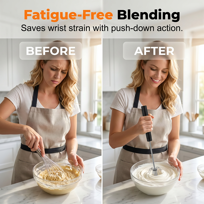 🥚 BUY 2 GET 1 FREE! 🔥Daba™ Semi-Automatic Stainless Steel Push-Down Whisk – Fast, Durable & Effortless Mixing